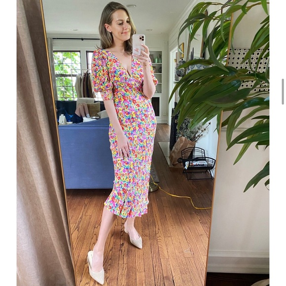 Rixo Floral Puff Sleeve Dress NWT Sz 8 - Picture 2 of 5